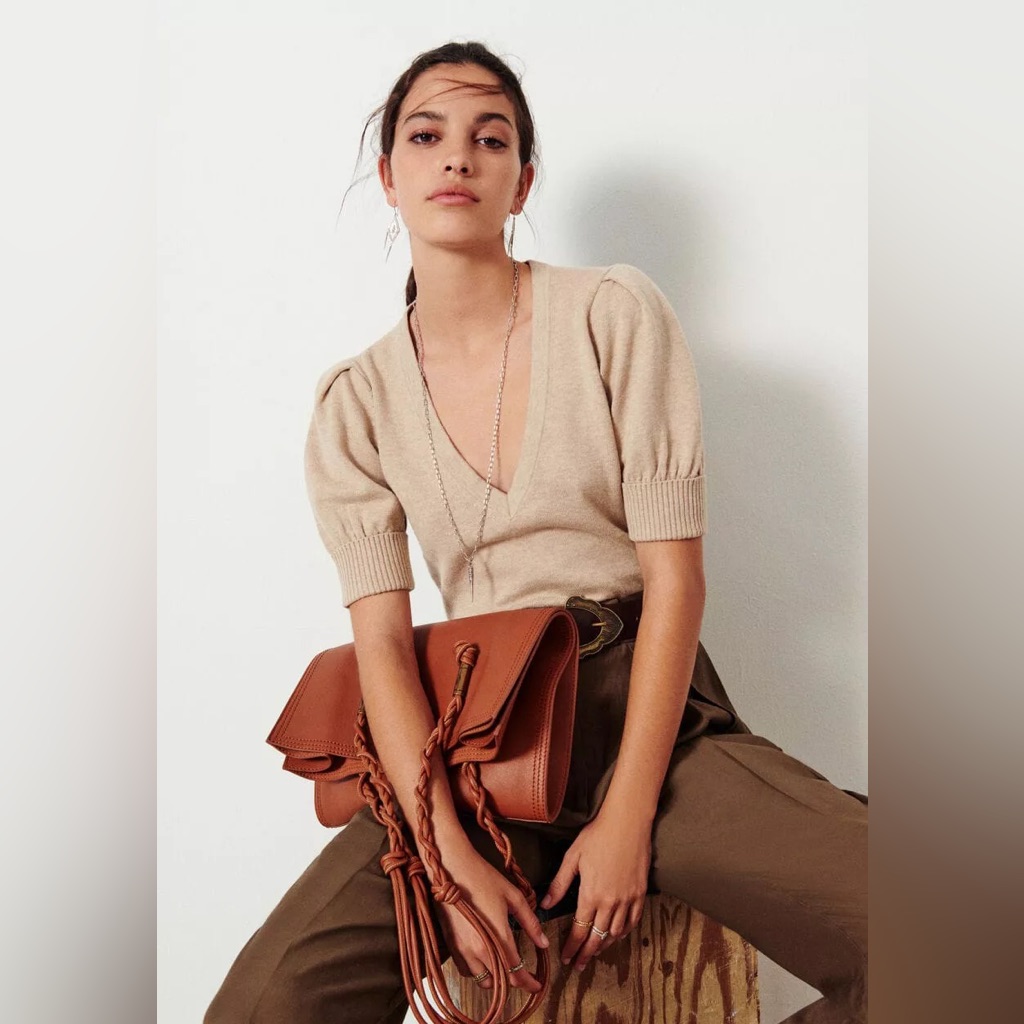 Ba&Shmathis Short Sleeve Sweater In Beige